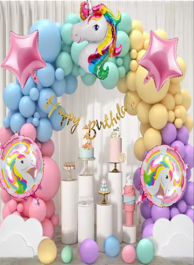 Party Central Unicorn Birthday Decoration Kit for Girls - 68 pcs, Pastel Balloon Arch with Foil Balloons & Happy Birthday Banner - Party Supplies for Baby Girl Celebrations - Image 1